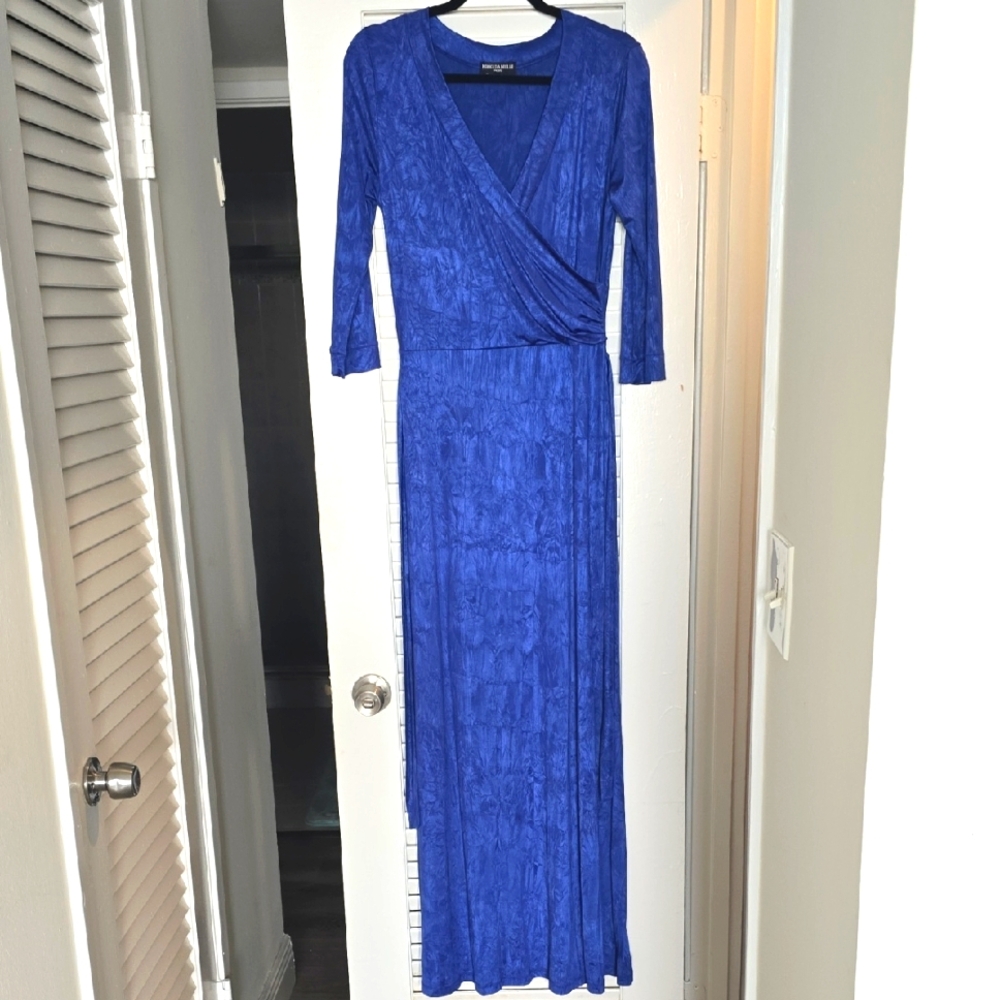 Nikki Danielle Paris Elegant Blue Wrap Dress In Size M. Like New